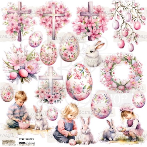 Naklejki do scrapbookingu i art journalingu Pink Easter ScrapLove