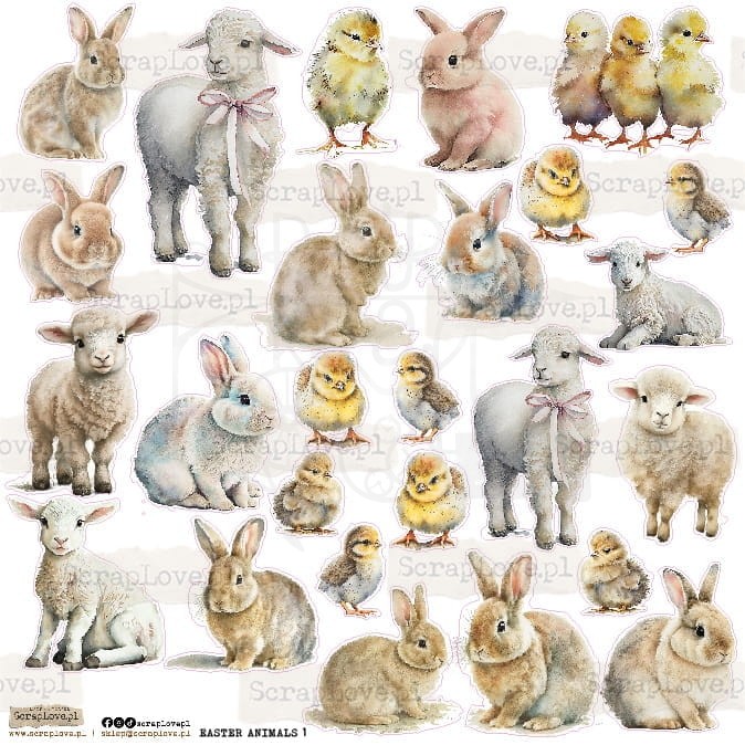 Naklejki do scrapbookingu i art journalingu Easter Animals 1 ScrapLove