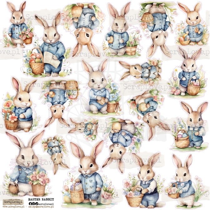 Naklejki do scrapbookingu i art journalingu Easter Rabbit ScrapLove