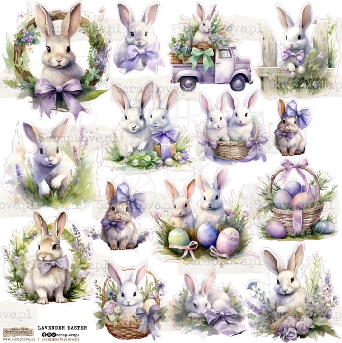 Naklejki do scrapbookingu i art journalingu Lavender Easter ScrapLove