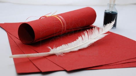 Papier czerpany A4 tłoczony czerwony 150g