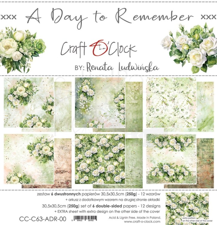 Zestaw papierów do scrapbookingu 30x30 A Day To Remember CC-C63-ADR-00 Craft O’Clock
