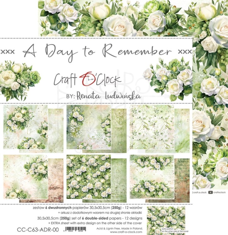 Zestaw papierów do scrapbookingu 30x30 A Day To Remember CC-C63-ADR-00 Craft O’Clock