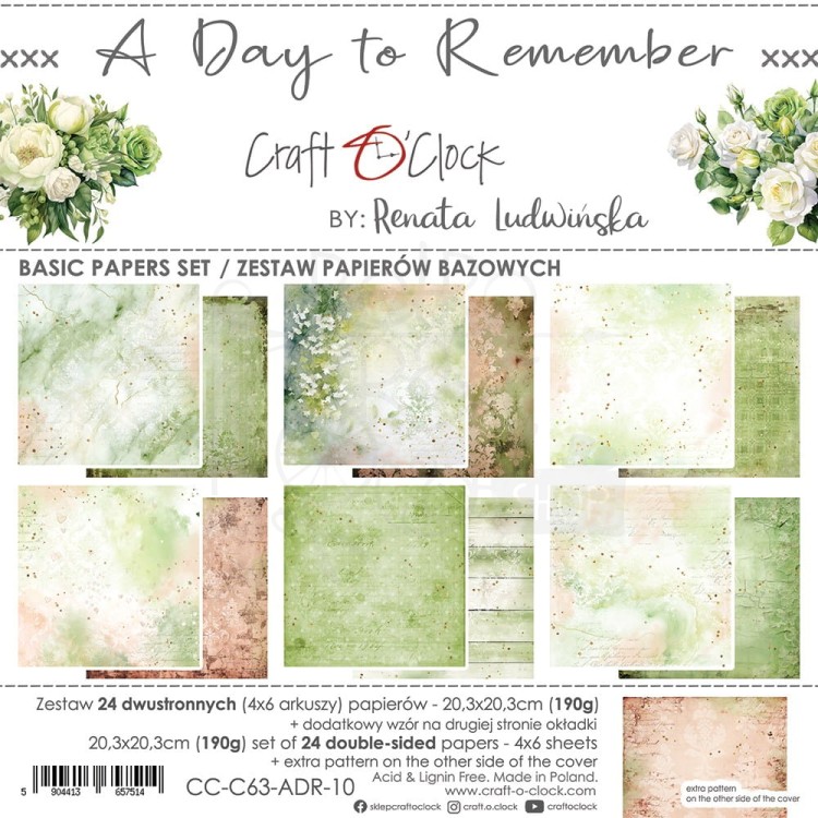 Zestaw papierów bazowych 20x20 A Day To Remember CC-C63-ADR-10 Craft O’Clock