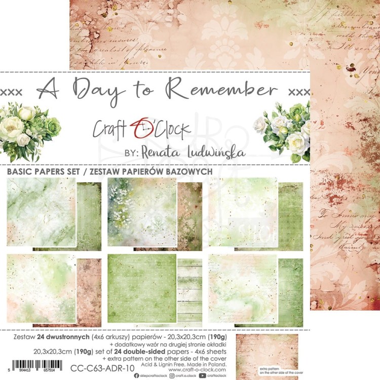 Zestaw papierów bazowych 20x20 A Day To Remember CC-C63-ADR-10 Craft O’Clock
