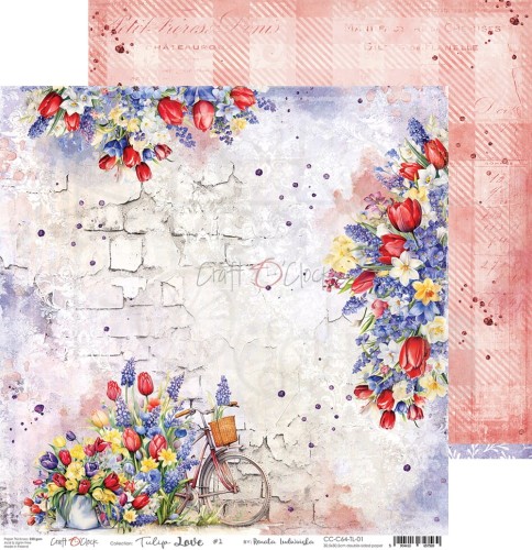 Zestaw papierów do scrapbookingu 30x30 Tulip Love CC-C64-TL-00 Craft O’Clock