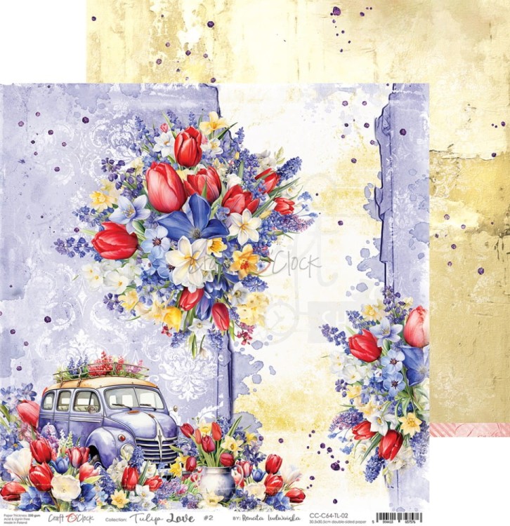 Zestaw papierów do scrapbookingu 30x30 Tulip Love CC-C64-TL-00 Craft O’Clock