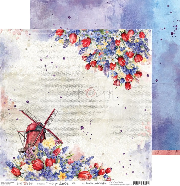 Zestaw papierów do scrapbookingu 30x30 Tulip Love CC-C64-TL-00 Craft O’Clock