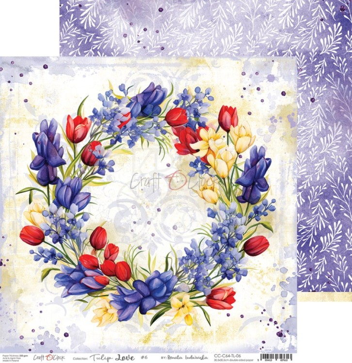 Zestaw papierów do scrapbookingu 30x30 Tulip Love CC-C64-TL-00 Craft O’Clock