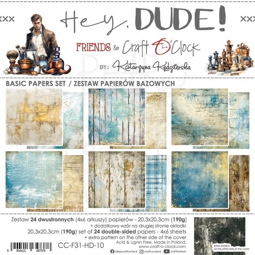 Zestaw papierów bazowych 20x20 Hey Dude! CC-F31-HD-10 Craft O’Clock