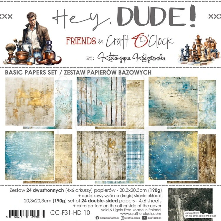 Zestaw papierów bazowych 20x20 Hey Dude! CC-F31-HD-10 Craft O’Clock