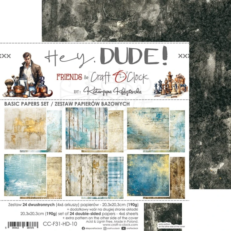 Zestaw papierów bazowych 20x20 Hey Dude! CC-F31-HD-10 Craft O’Clock
