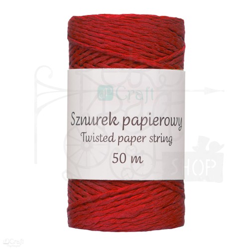 Sznurek papierowy skręcany czerwony 50m DPSZ-023 dpCraft