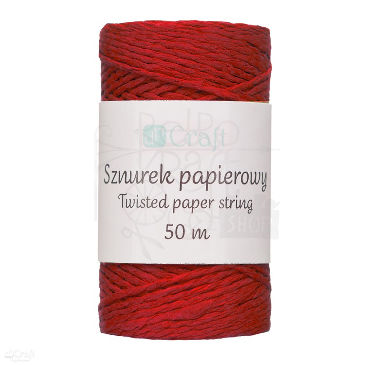 Sznurek papierowy skręcany czerwony 50m DPSZ-023 dpCraft