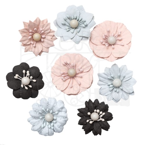 Kwiaty papierowe 8szt Pastels&amp;black CEKP-082 dpCraft