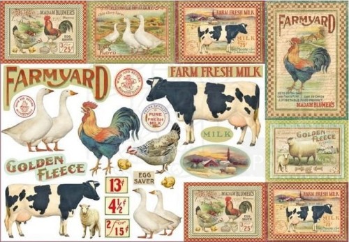 Papier ryżowy 48x33 Farma DFS322 Stamperia