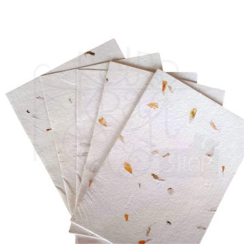 Papier czerpany A4 biały z nagietkiem 150g