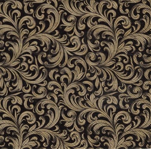 Serwetka 33x33 - Tło - ornamenty czarno-złote