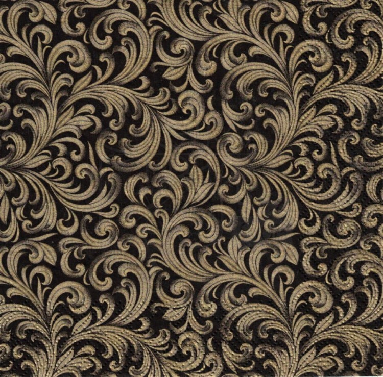 Serwetka 33x33 - Tło - ornamenty czarno-złote