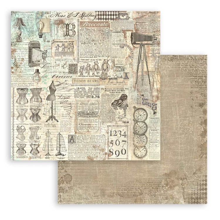 Zestaw papierów do scrapbookingu 20x20 Brocante Antiques Backgrounds Tła SBBS102 Stamperia