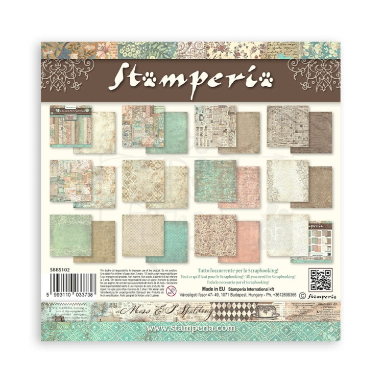 Zestaw papierów do scrapbookingu 20x20 Brocante Antiques Backgrounds Tła SBBS102 Stamperia