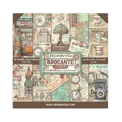 Zestaw papierów do scrapbookingu 20x20 Brocante Antiques SBBS100 Stamperia