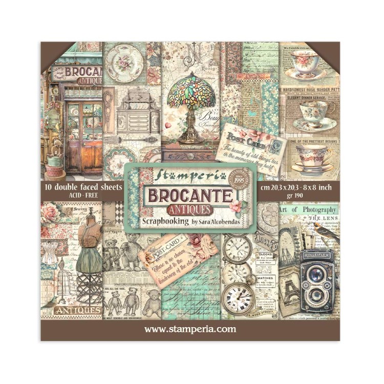 Zestaw papierów do scrapbookingu 20x20 Brocante Antiques SBBS100 Stamperia