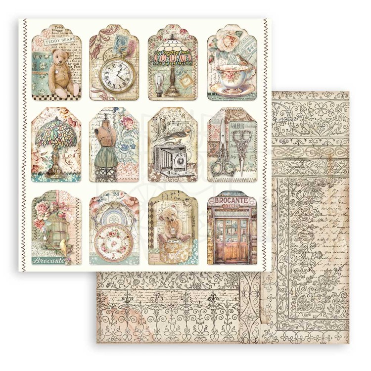Zestaw papierów do scrapbookingu 20x20 Brocante Antiques SBBS100 Stamperia