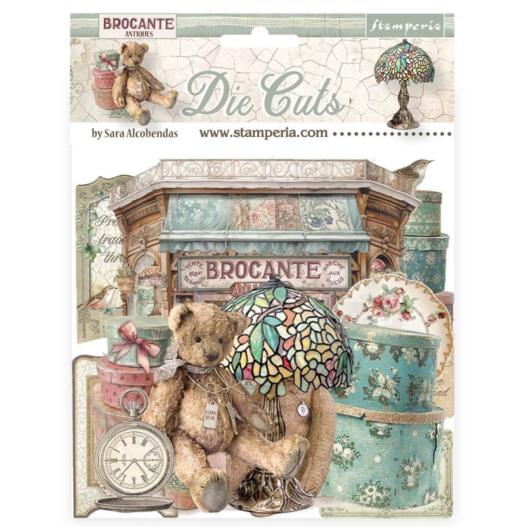 Ozdoby kształty tekturowe Die Cuts Brocante Antiques 35szt DFLDC94 Stamperia
