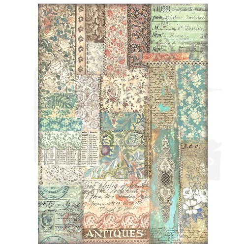 Papier ryżowy A4 Brocante Antiques Patchwork DFSA4852 Stamperia