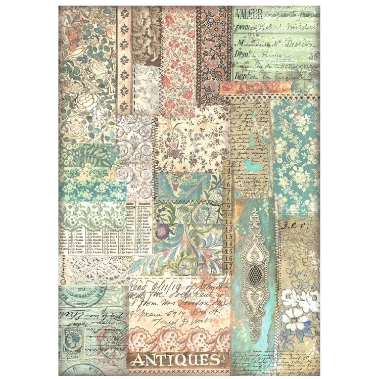 Papier ryżowy A4 Brocante Antiques Patchwork DFSA4852 Stamperia