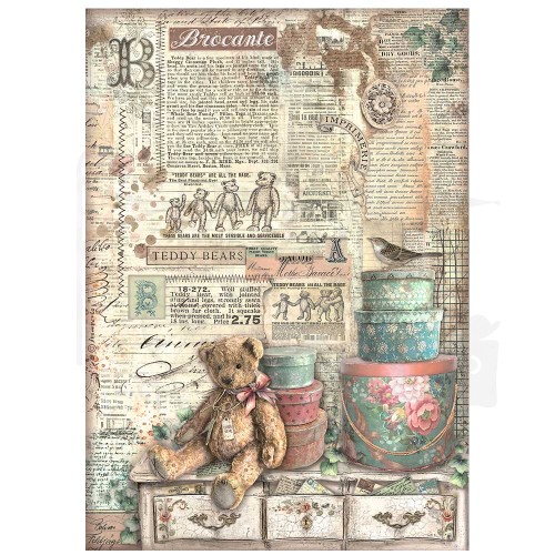 Papier ryżowy A4 Brocante Antiques Teddy Bear DFSA4854 Stamperia