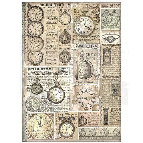 Papier ryżowy A4 Brocante Antiques Zegary DFSA4855 Stamperia