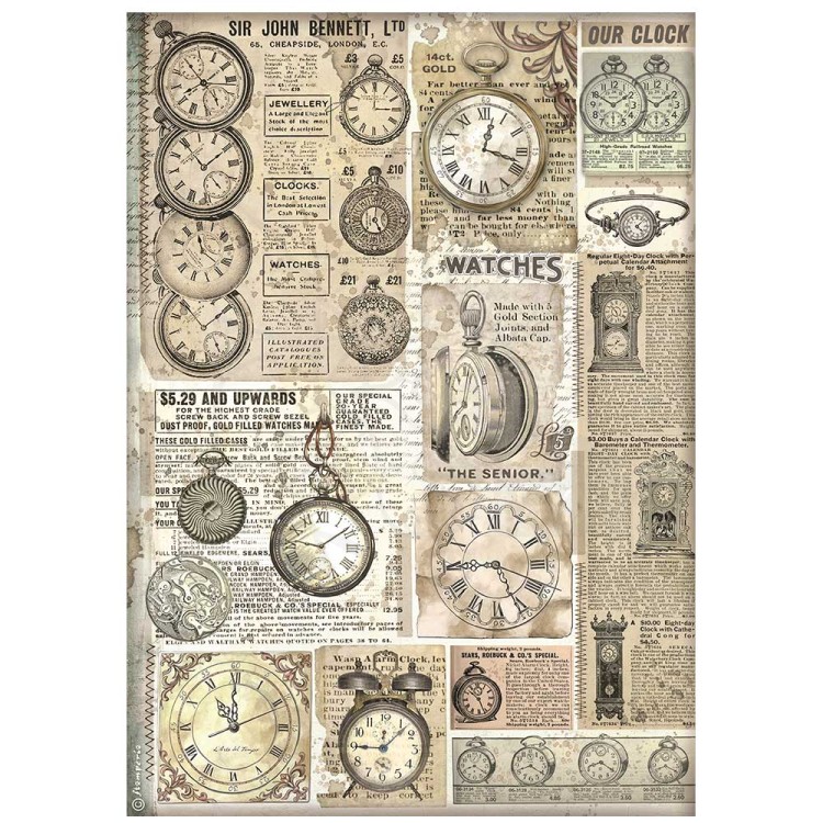 Papier ryżowy A4 Brocante Antiques Zegary DFSA4855 Stamperia