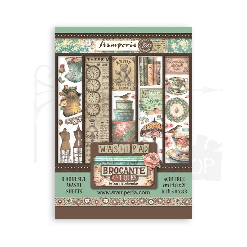 Papier washi A5 Brocante Antiques 8szt SBW05 Stamperia
