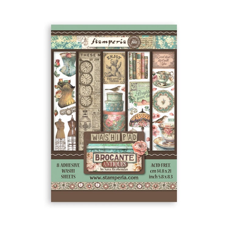 Papier washi A5 Brocante Antiques 8szt SBW05 Stamperia