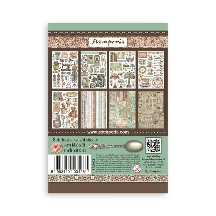 Papier washi A5 Brocante Antiques 8szt SBW05 Stamperia
