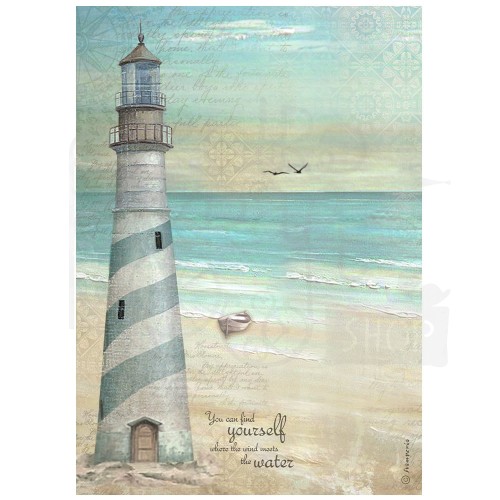Papier ryżowy A4 Sea Land Latarnia morska DFSA4857 Stamperia