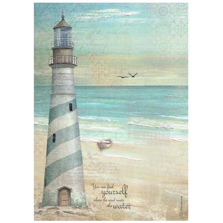 Papier ryżowy A4 Sea Land Latarnia morska DFSA4857 Stamperia