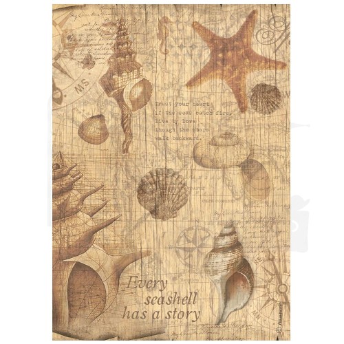 Papier ryżowy A4 Sea Land Muszle DFSA4859 Stamperia