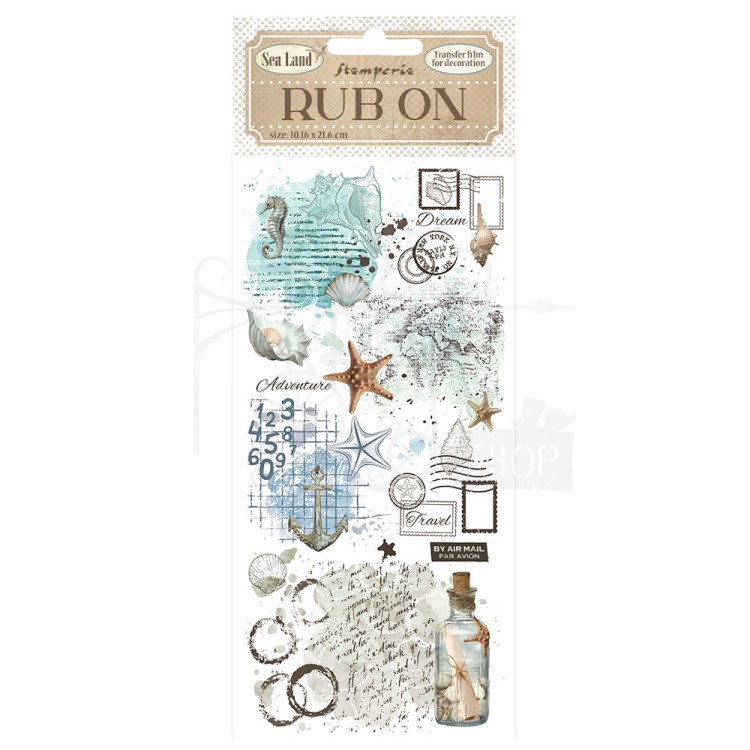 Rub-on transfer 10x21.6cm Sea Land Butelka DFLRB80 Stamperia
