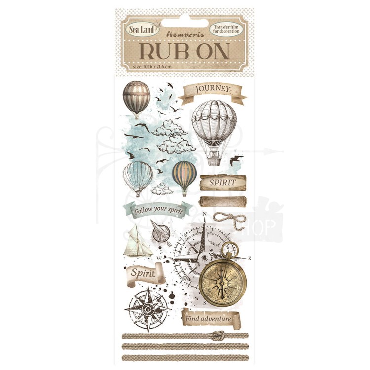 Rub-on transfer 10x21.6cm Sea Land Balony DFLRB81 Stamperia