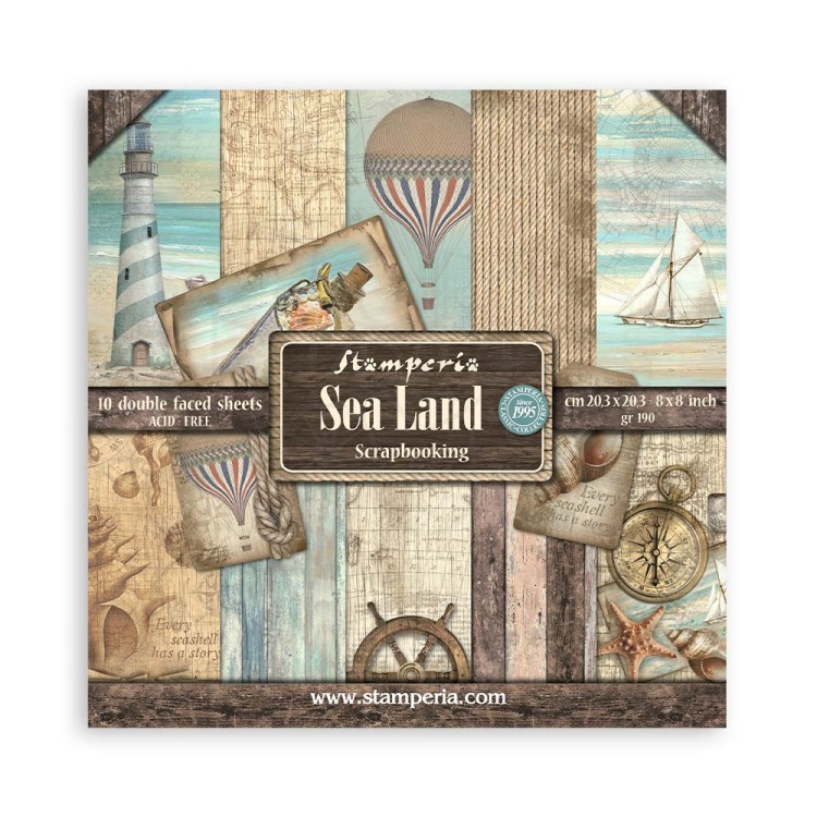 Zestaw papierów do scrapbookingu 20x20 Sea Land SBBS101 Stamperia