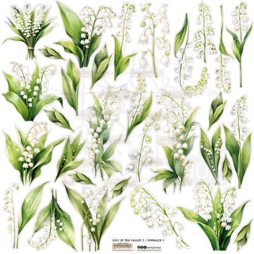 Naklejki do scrapbookingu i art journalingu Lily Of The Valley 3 Konwalie 3 ScrapLove