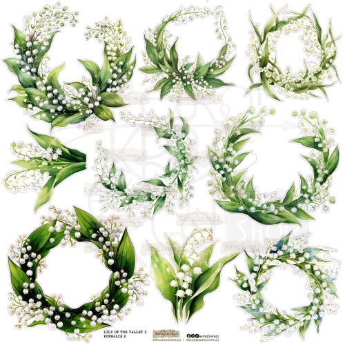 Naklejki do scrapbookingu i art journalingu Lily Of The Valley 2 Konwalie 2 ScrapLove