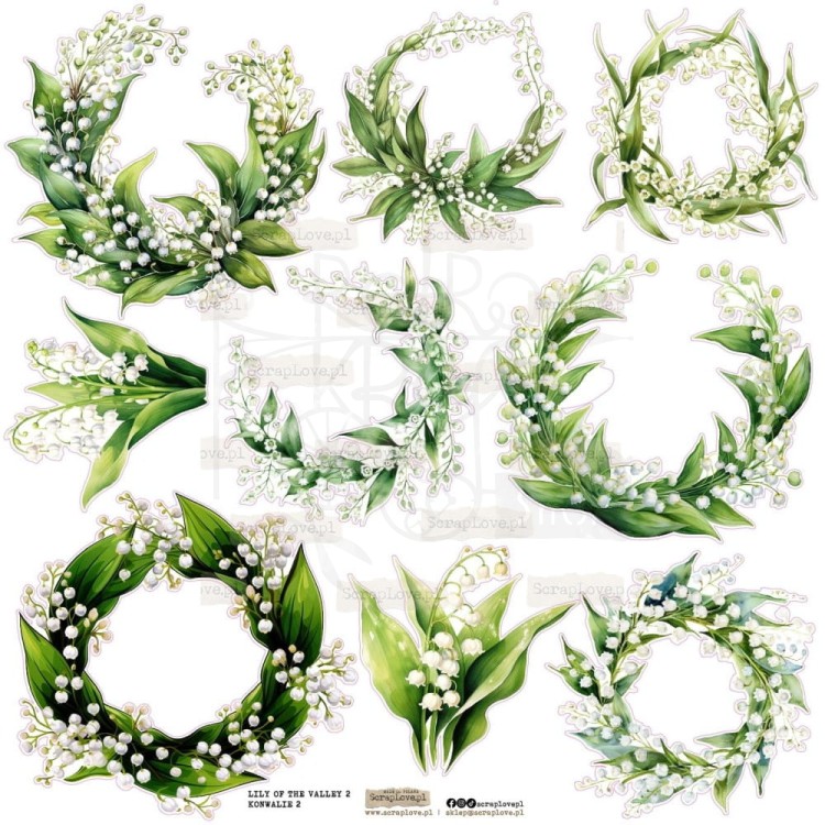 Naklejki do scrapbookingu i art journalingu Lily Of The Valley 2 Konwalie 2 ScrapLove