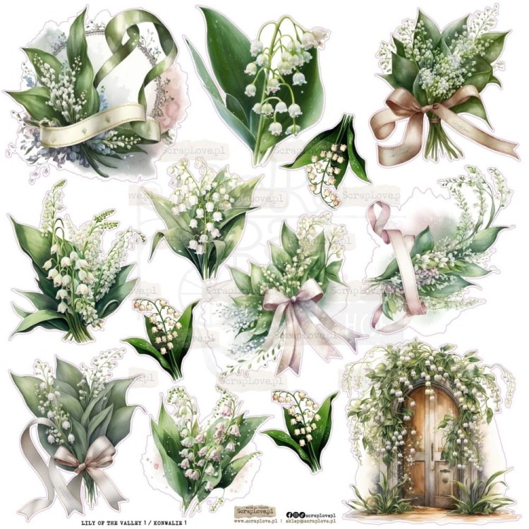 Naklejki do scrapbookingu i art journalingu Lily Of The Valley 1 Konwalie 1 ScrapLove