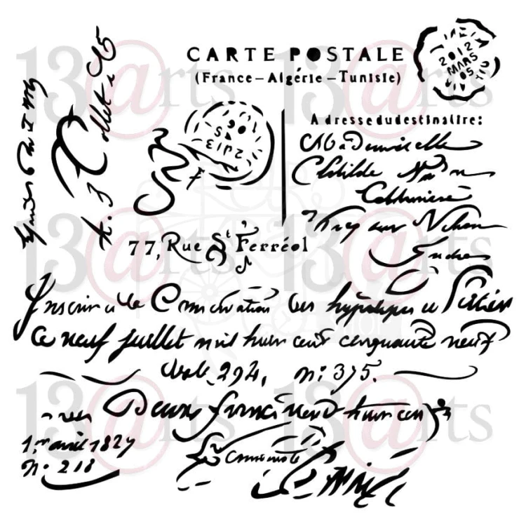 Szablon maska 15x15 Postacard from France ARTSG11 13arts