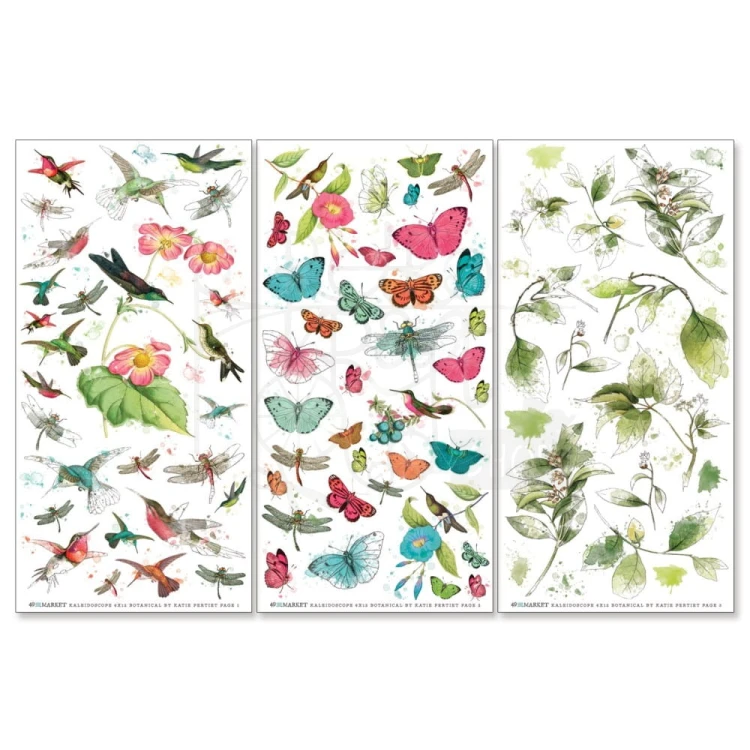 Rub-On Transfer 15x30 Kaleidoscope Botanical 3 arkusze KAL27198 49 and Market