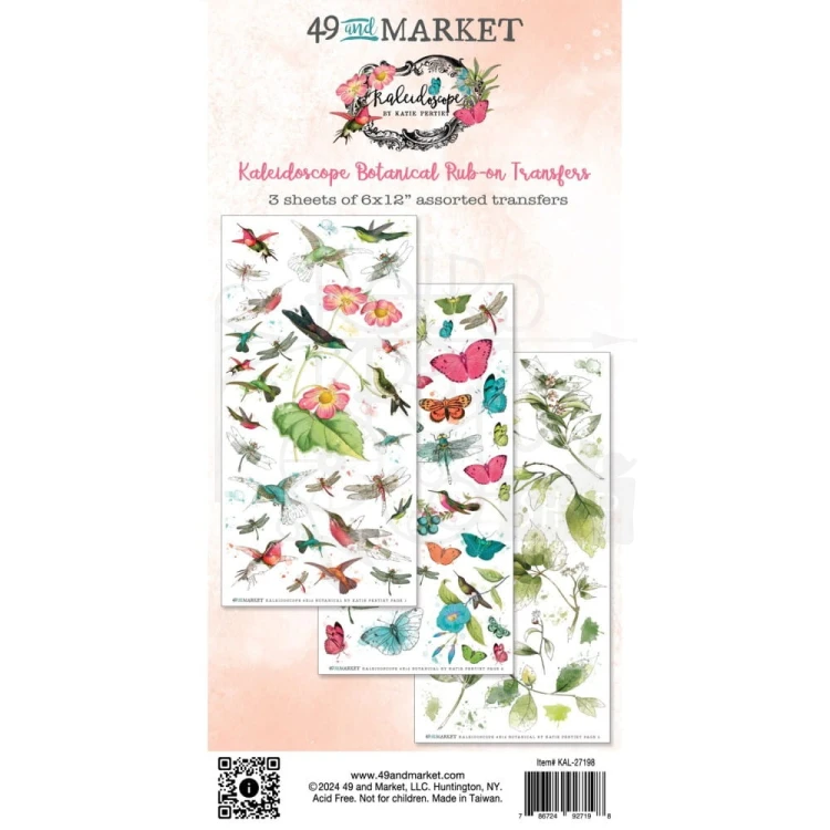 Rub-On Transfer 15x30 Kaleidoscope Botanical 3 arkusze KAL27198 49 and Market